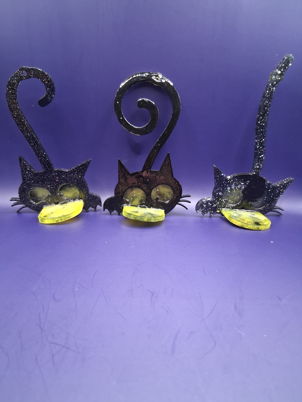 Decorative Black Cat Wall T-Light Holder - Set of 3